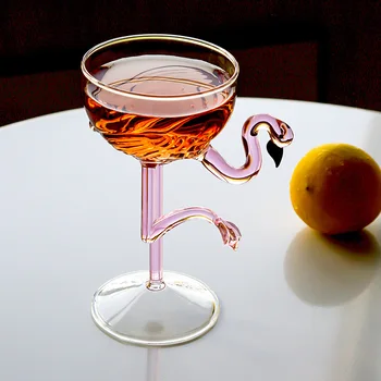 1 gabalas 200ml/6oz Elegantiškas skaidrus rožinis Flamingo stiebo taurė Taurė Šampano kupė Martini kokteilių taurės taurė baro vakarėliui