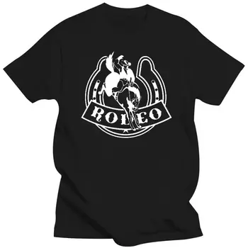 2022 Naujas karštas išpardavimas 100 medvilnės Rodeo pasagos Lucky Bucking Bronco Cowboy marškinėliai Vasaros stiliaus marškinėliai