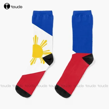 Filipinų vėliava Filipinų vėliavos kojinės Mielas raštas Juokingas rudens animacinis filmas 360° skaitmeninis spausdinimas Kalėdų Naujųjų metų dovana Individuali dovana