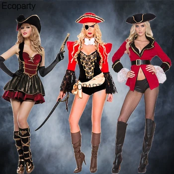 Helovinas Seksuali charizma Karibų piratai Cosplay kostiumas moterims Suaugusiųjų karnavalo vakarėlis Scenos spektaklis Puošni apranga