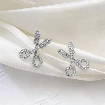 Korėjiečių kūrybinės linksmybės deimantinės žirklės auskarai temperamentas paprastas visų derlių sterlingų sidabro auskarai festivalio dovana bestie dovana