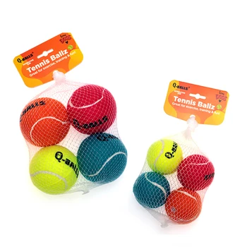 Šunų žaislų rinkinys storomis sienelėmis natūralaus kaučiuko girgždėjimo kramtomieji kamuoliukai šunims Tenisas Interaktyvūs bouncy kamuoliukai treniruotėms 4 pakuotės